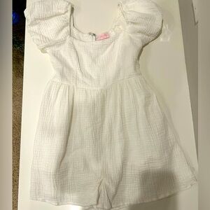 Pink Lily White romper- size XS